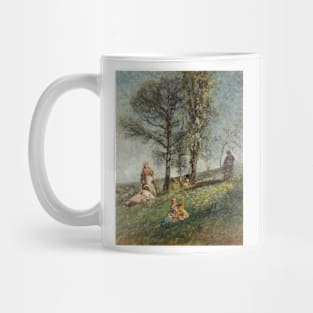 A Young Family Under Trees On A Hill by Adolphe Monticelli Mug